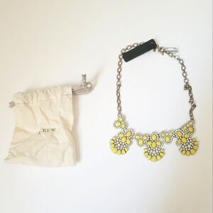 New J. Crew Factory Crystal Yellow Chain Statement Necklace NWT
